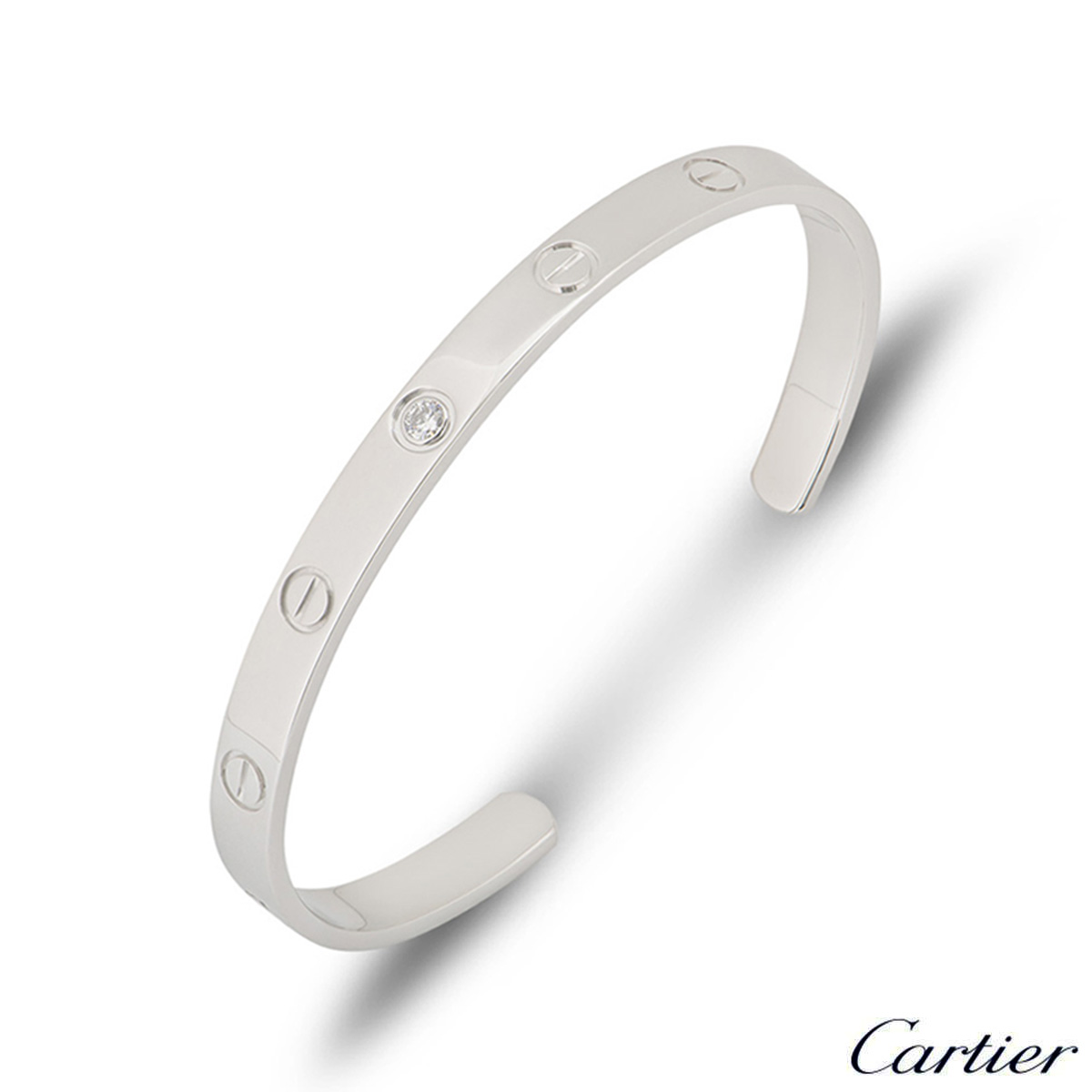 Cartier White Gold Diamond Cuff Love Bracelet Size 19 B6029919 | Rich ...
